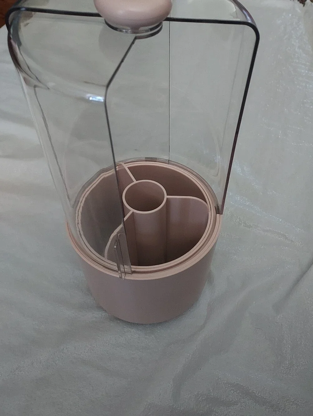 Clear Acrylic Cosmetic Organizer with Light Pink Base